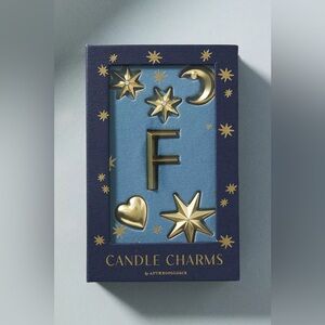 Anthropologie Monogram Candle Charms Gold Letter “F” New In Box Stars Moon